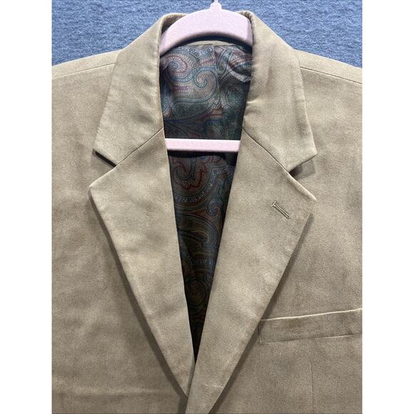 Vintage Lauren Ralph Lauren Sport Jacket Two Button Faux Suede Tan Mens Size 42S - Picture 6 of 12